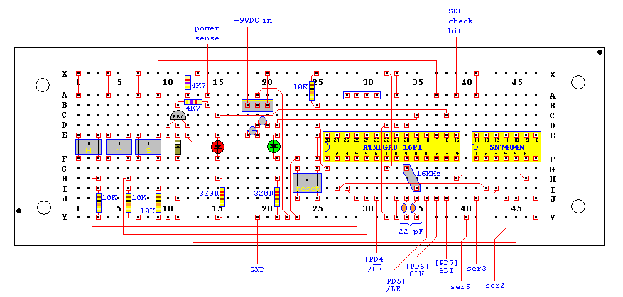 Finished CPU board with H, M, S buttons.