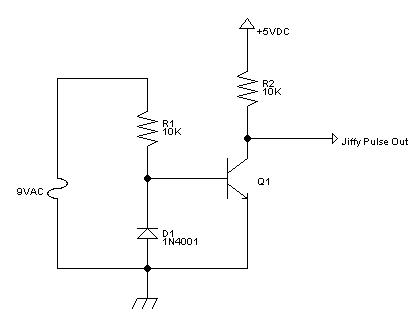 Jiffy pulse generator, modified to use diode to protect transistor.