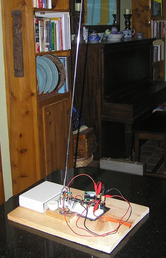 Prototype with side view of telescoping antenna